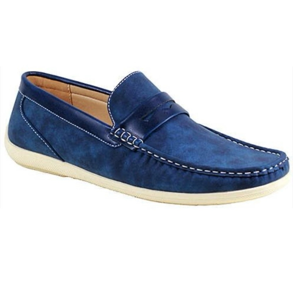 ARider Navy Blue Textured Duke Loafer Driving Shoes
